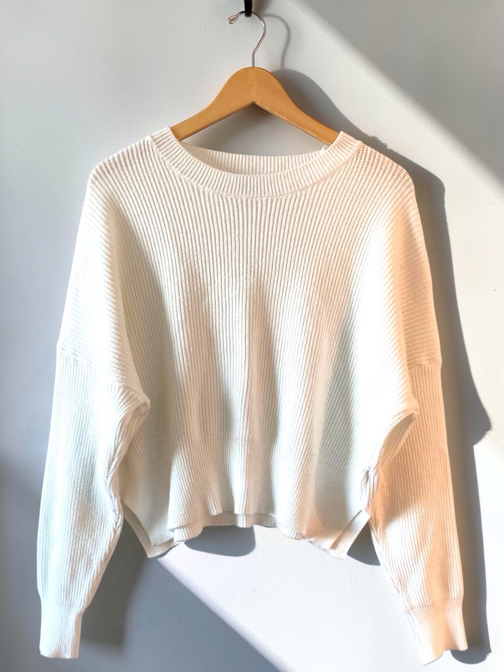 Sincerly Jules Ribbed Crewneck Sweater - White large